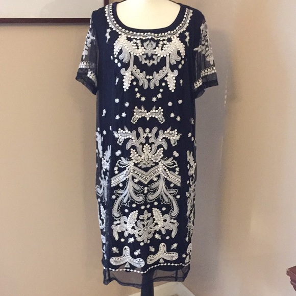 INC International Concepts Dresses & Skirts - INC Navy blue embroidered dress, 0X